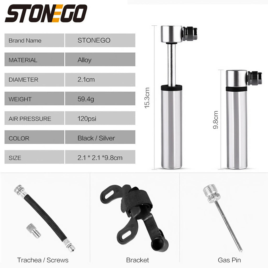 Bomba de bicicleta de bolsillo portátil de alta presión de 120 PSI, mini bomba de bicicleta compatible con válvula Presta/Schrader, bomba de neumáticos de bicicleta ultraligera
