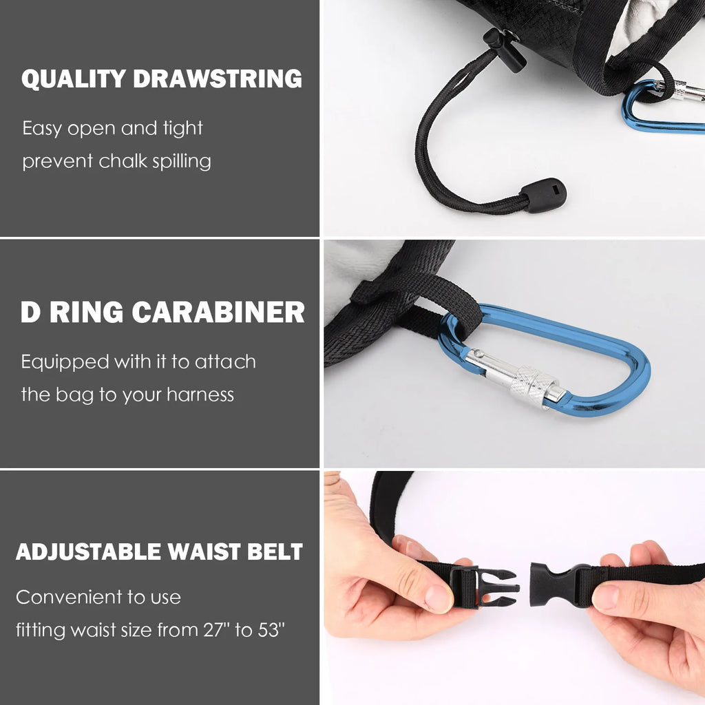 Saco de magnesia para escalada en roca, bolsa de tiza, bolsillo impermeable para levantamiento de pesas, bolsa de magnesia para bulder al aire libre, equipo de escalada