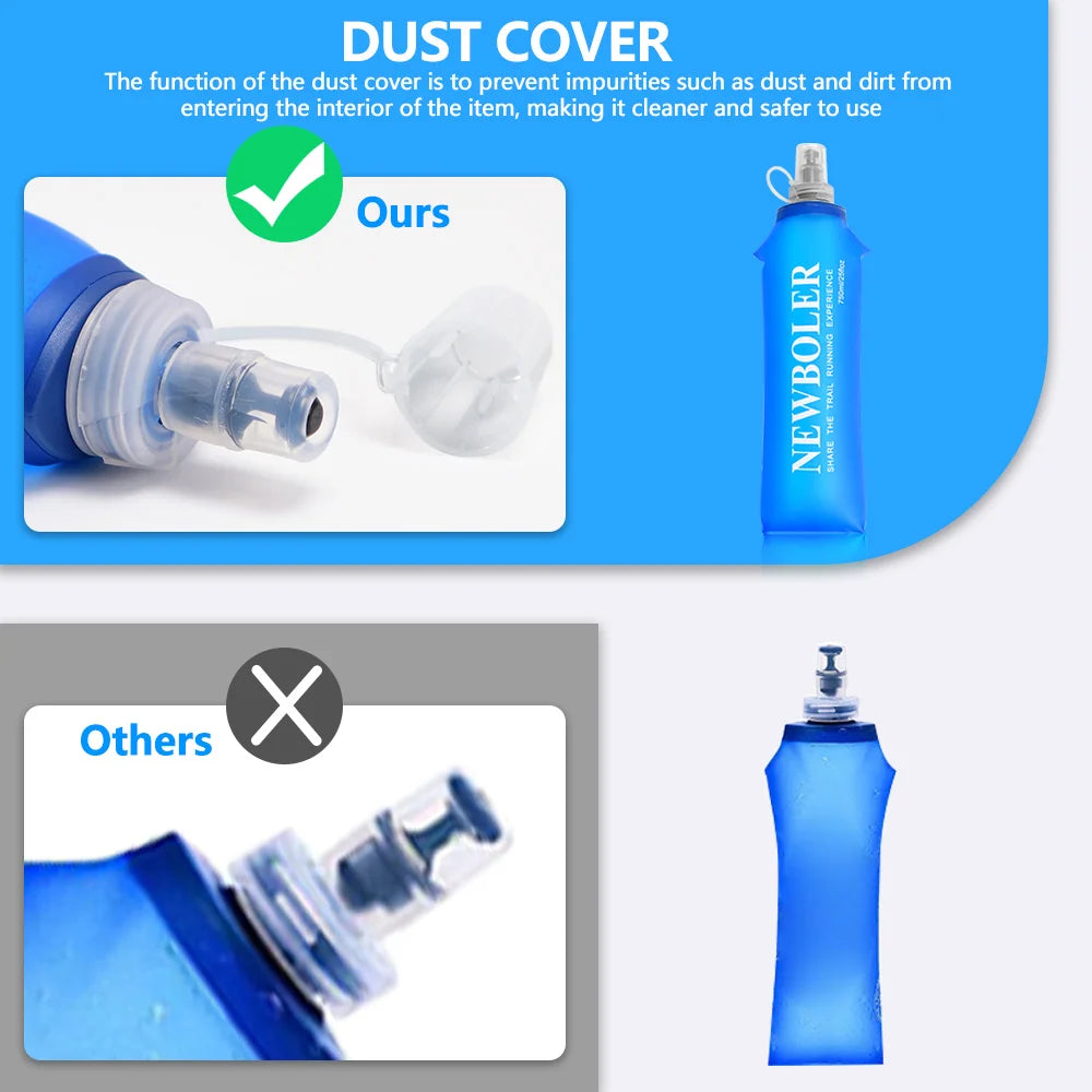 Botella de agua de 750ML, matraz blando plegable de TPU, botella de agua deportiva, bolsa de agua, botella de agua plegable para correr, acampar y hacer senderismo