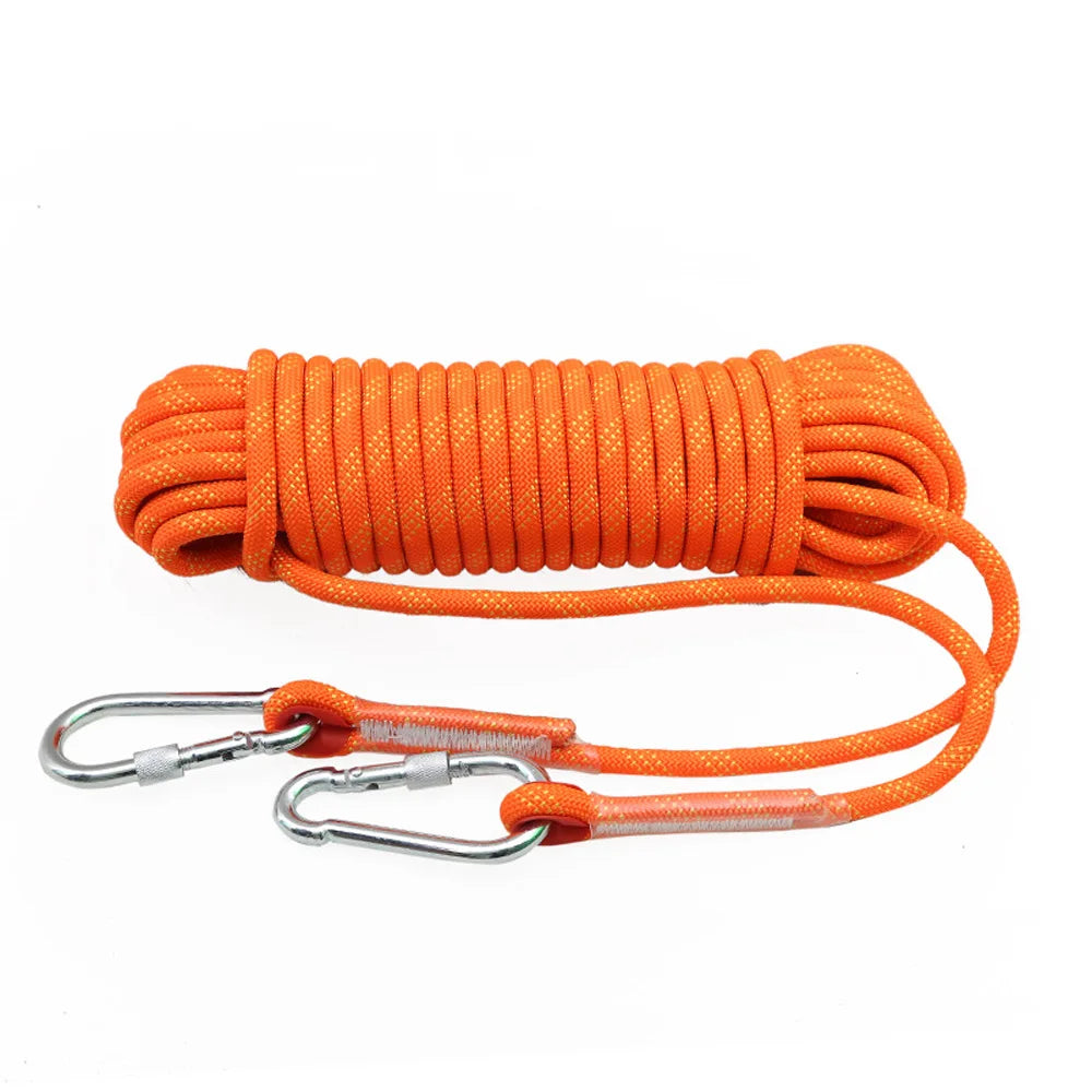 Cuerda de escalada de 10 mm para adultos con doble gancho duradera para escalada en roca, escalada en árboles, gimnasio y aventuras al aire libre