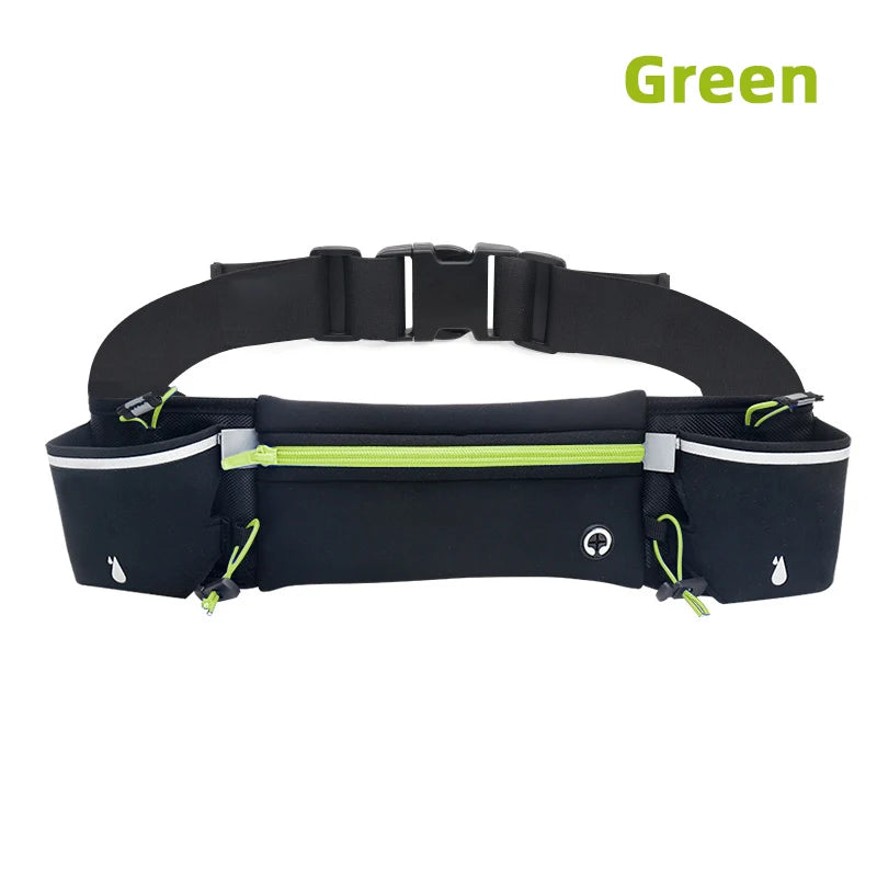 Riñonera para correr y rastreo de maratón para teléfono, botella de agua, riñonera deportiva para Fitness, cinturón para correr con dos bolsillos, riñonera para hombres y mujeres
