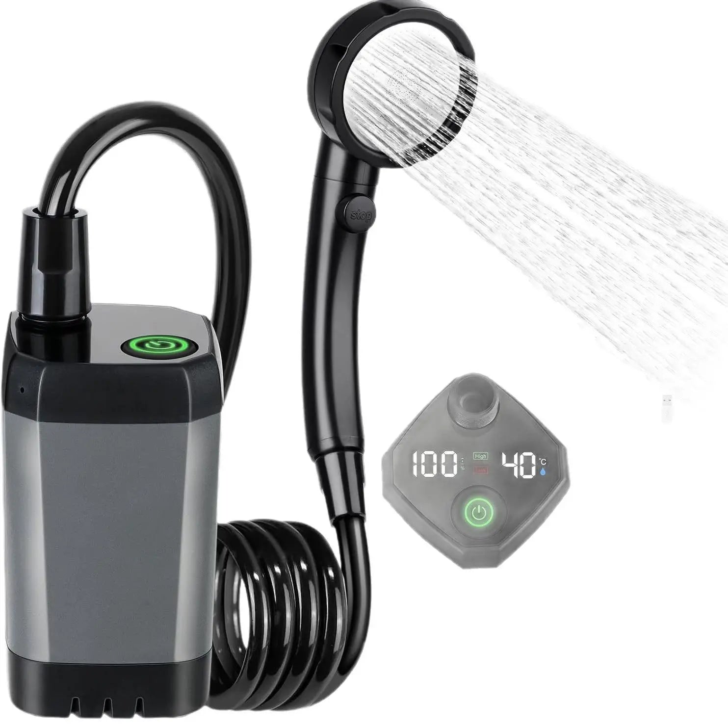 Juego de ducha para acampar al aire libre, 6000mAh, resistente al agua, con pantalla Digital, bomba de ducha eléctrica portátil para senderismo, viajes, riego de mascotas