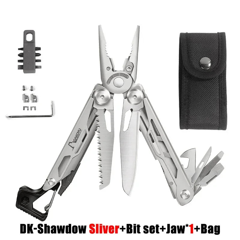 DAKOYU DKShadow Alicates multiherramienta para acampar con silbato de emergencia Herramienta compacta para exteriores de 8 colores, adecuada para senderismo y acampada