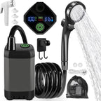 Juego de ducha para acampar al aire libre, 6000mAh, resistente al agua, con pantalla Digital, bomba de ducha eléctrica portátil para senderismo, viajes, riego de mascotas
