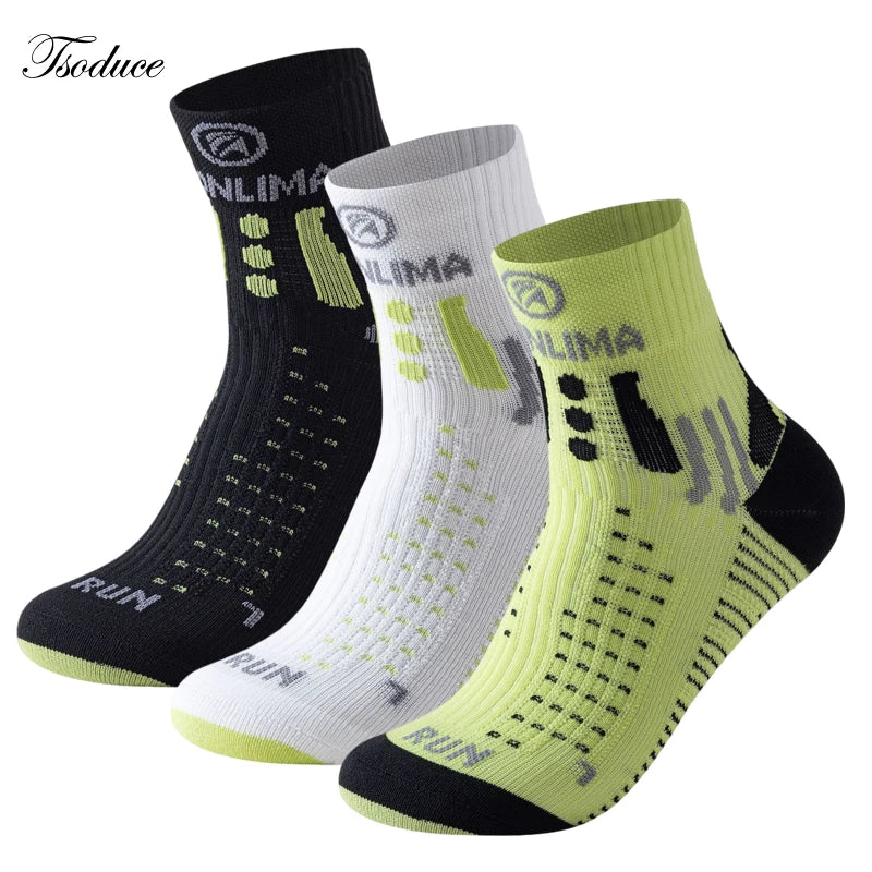Calcetines deportivos para hombre y mujer, medias de tubo medio, antideslizantes, de secado rápido, transpirables, para correr, Maratón, baloncesto y entrenamiento