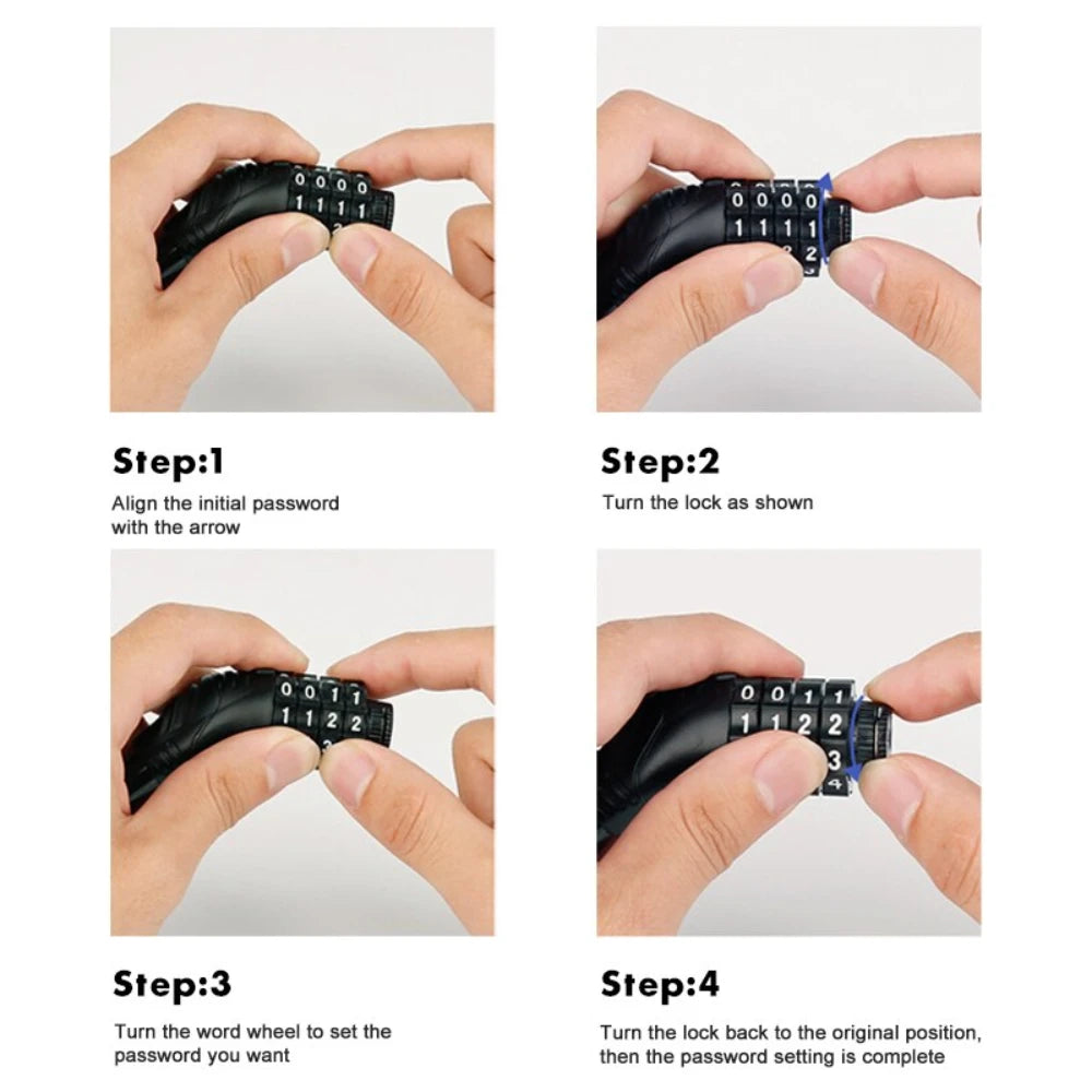 Candado para bicicleta de seguridad con código de 4 dígitos para bicicleta, motocicleta, Scooter