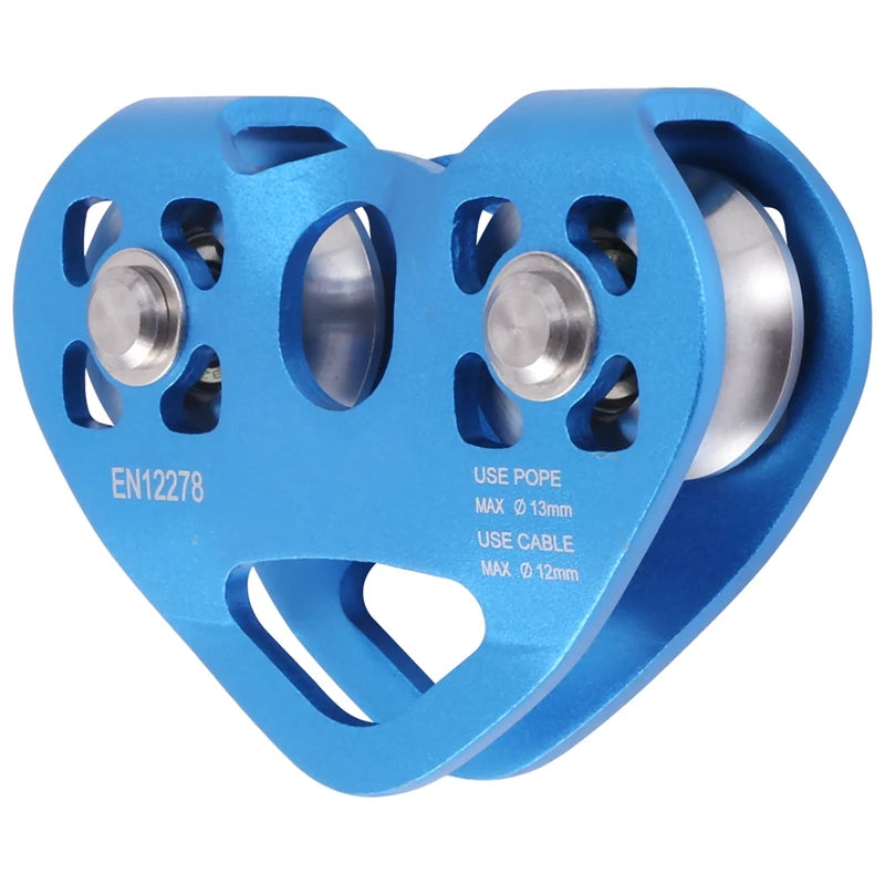 Doble polea de escalada en forma de corazón, dispositivo de escalada de 13Mm, carro Zipline de alta velocidad, 24KN