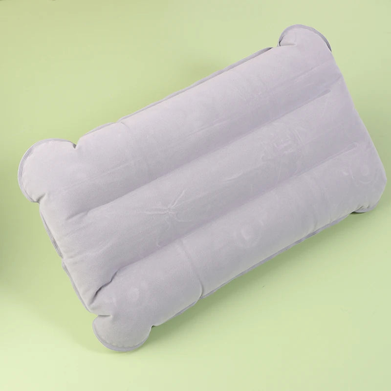 Almohada inflable portátil de PVC flocado, almohada de aire para dormir para acampar, viajes, senderismo al aire libre, vuelo, almohada plegable para reposacabezas