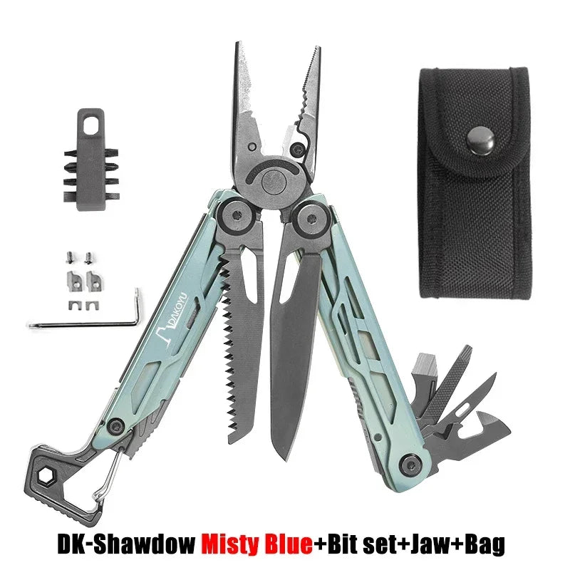 DAKOYU DKShadow Alicates multiherramienta para acampar con silbato de emergencia Herramienta compacta para exteriores de 8 colores, adecuada para senderismo y acampada