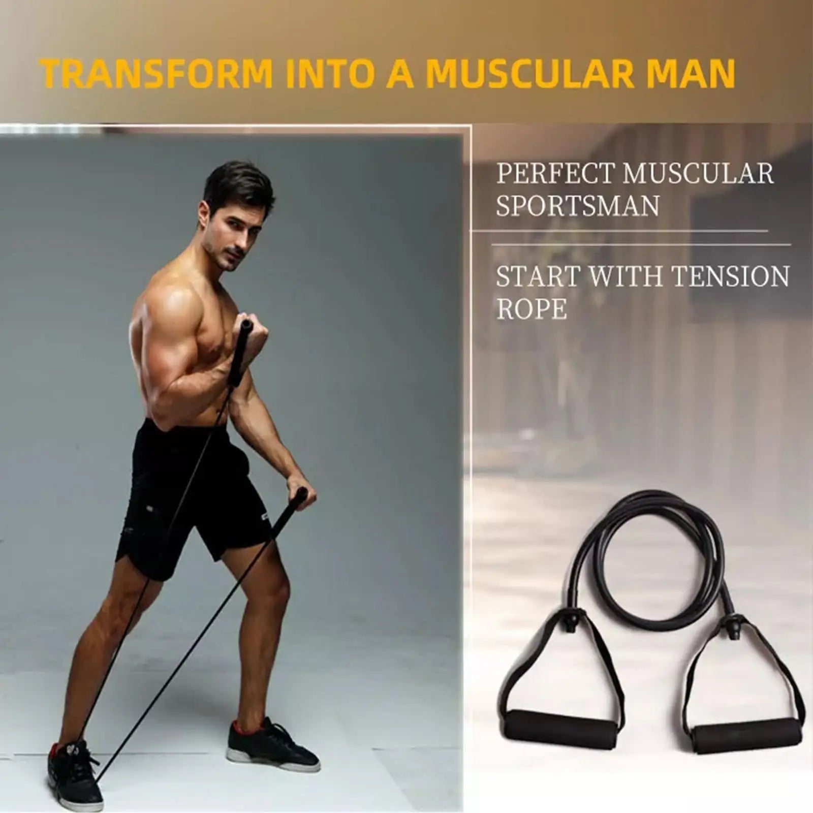 Bandas de resistencia de 5 niveles con asas para Yoga, cuerda de tracción elástica para ejercicio físico, banda de tubo para entrenamientos en casa, entrenamiento de fuerza D1z5