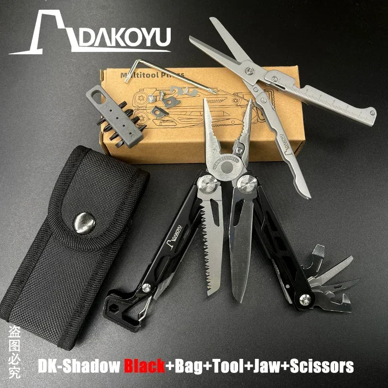 DAKOYU DKShadow Alicates multiherramienta para acampar con silbato de emergencia Herramienta compacta para exteriores de 8 colores, adecuada para senderismo y acampada