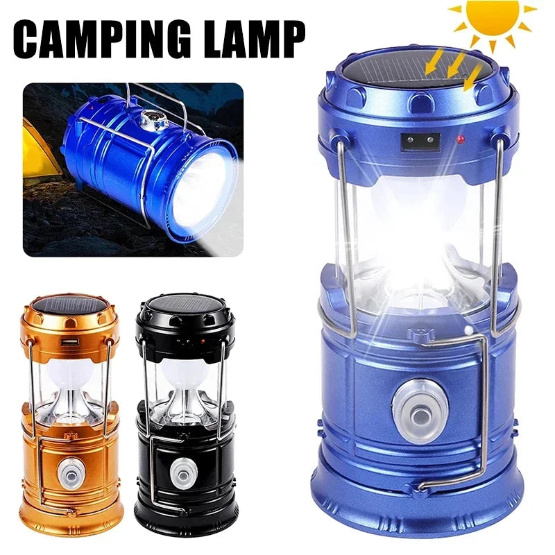 Lámpara Solar multifuncional de mano para acampar, lámpara LED portátil para tienda de campaña, luz de trabajo alimentada por emergencias, resistente al agua