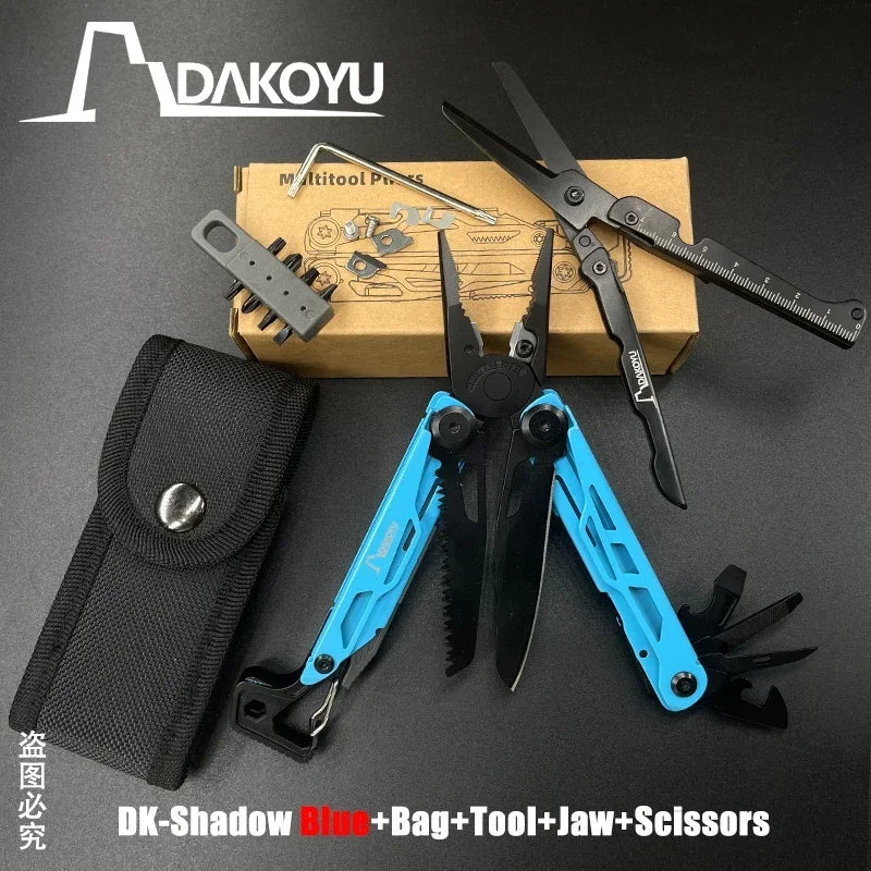 DAKOYU DKShadow Alicates multiherramienta para acampar con silbato de emergencia Herramienta compacta para exteriores de 8 colores, adecuada para senderismo y acampada
