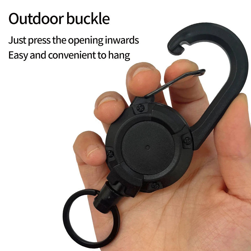 LLavero de cuerda de alambre retráctil para exteriores, mochila, llavero antipérdida con cuerda antirrobo de resorte, equipo de escalada para acampar