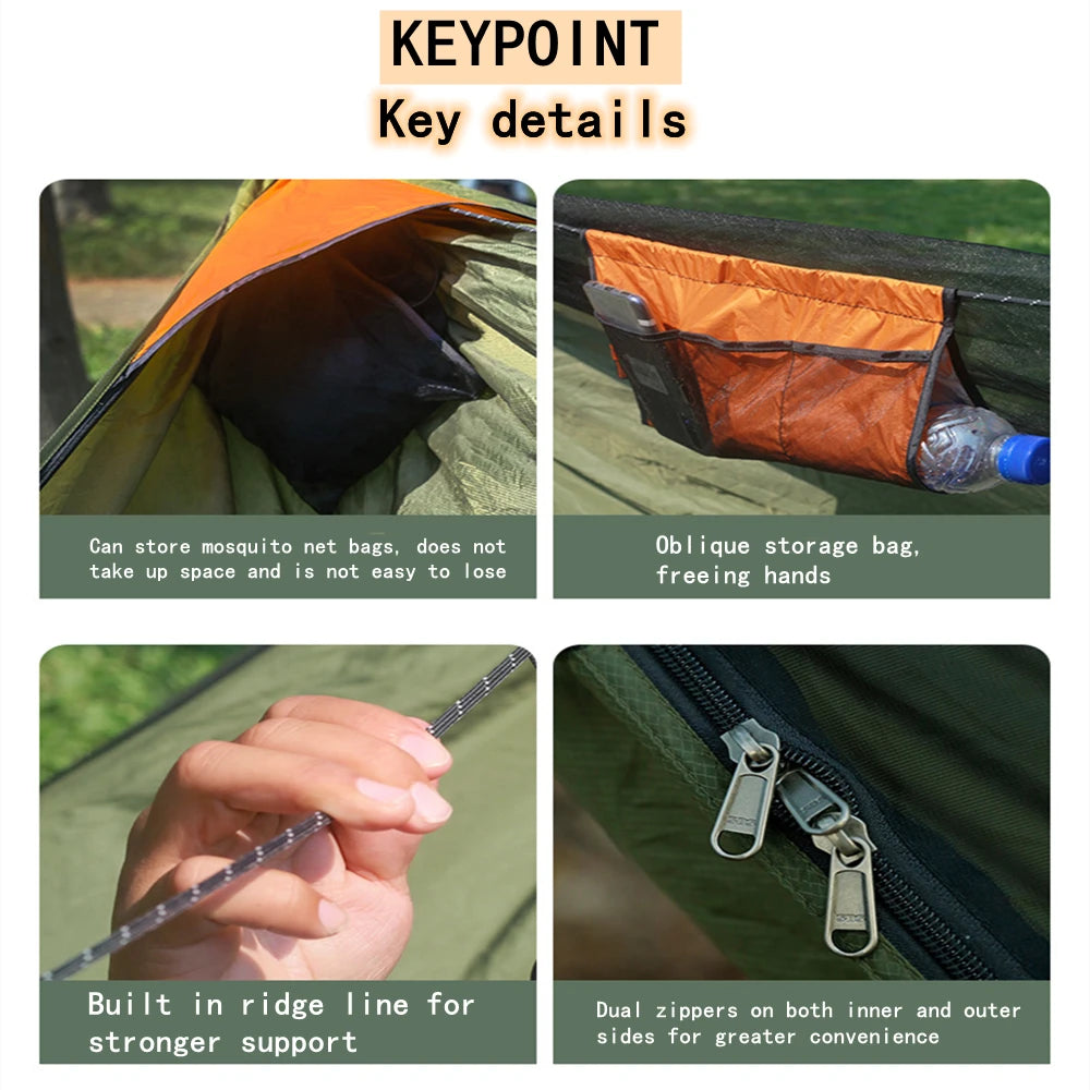 Hamaca para acampar con mosquitera, toldo portátil para jardín al aire libre, tienda, dosel para dormir, hamacas colgantes, columpio para caminata por la naturaleza