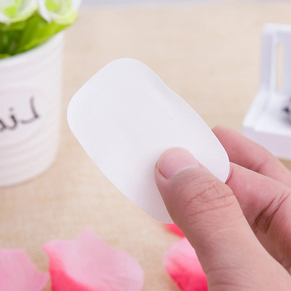 Papel de jabón portátil de 20 piezas, escamas de papel de jabón desechables, limpieza de manos para cocina, inodoro, viajes al aire libre, Camping y senderismo