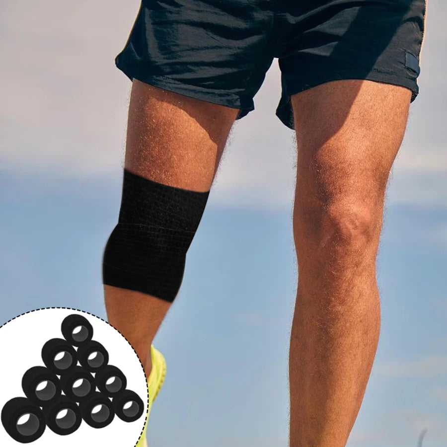 Vendaje deportivo de gasa negra, 6 uds./12 Uds./24 Uds., 5cm x 4,5 m, con vendaje elástico transpirable autoadhesivo para fijar dedos, muñecas