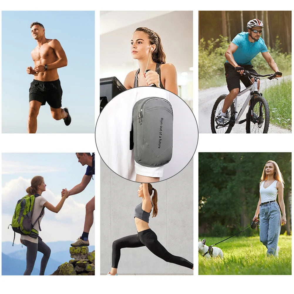 Brazalete impermeable para exteriores, bolsa de muñeca deportiva para correr, soporte para teléfono con conector para auriculares, bolsa móvil