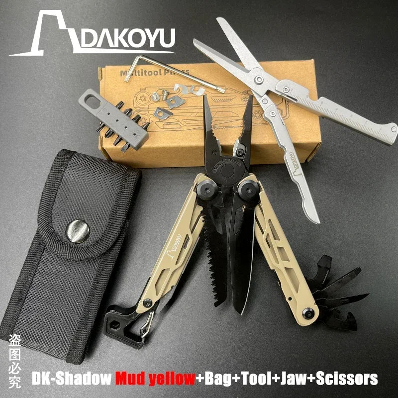 DAKOYU DKShadow Alicates multiherramienta para acampar con silbato de emergencia Herramienta compacta para exteriores de 8 colores, adecuada para senderismo y acampada