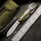 Vajilla multifuncional 7 en 1 para exteriores, tenedor plegable de acero inoxidable, cuchillo, cuchara, Picnic, Camping, senderismo, viaje