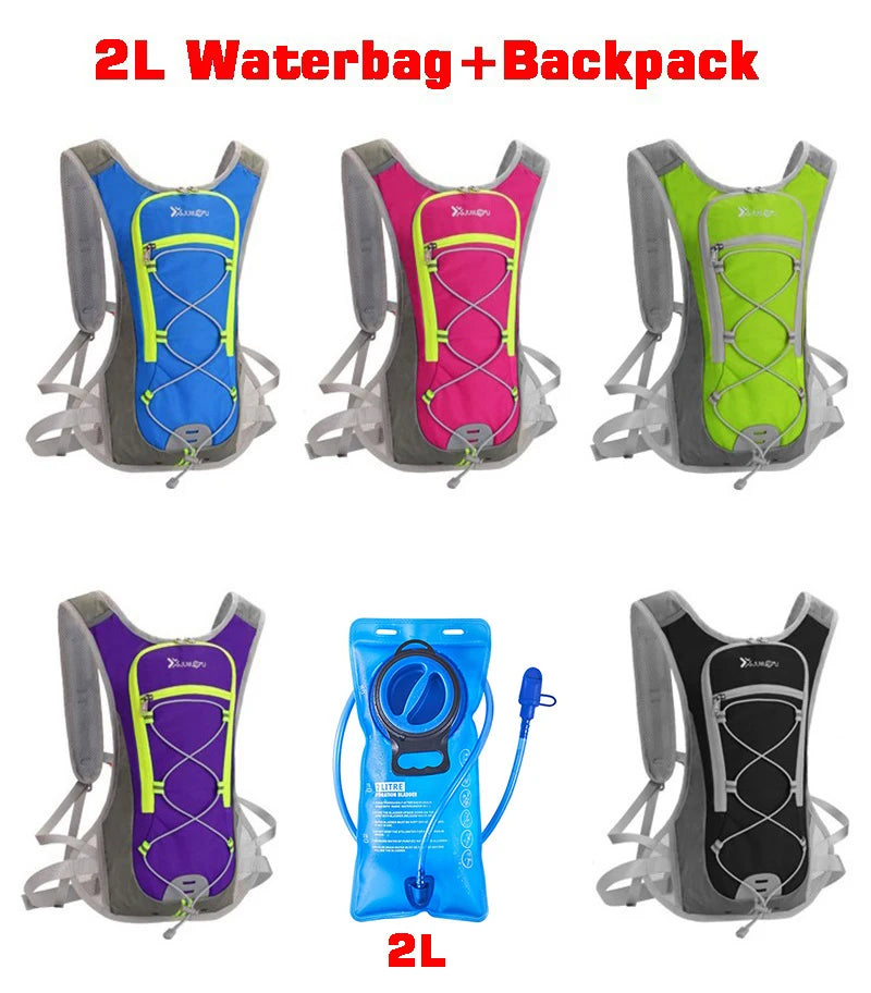 Mochila para ciclismo, juego de bolsas de agua de 2L, mochila transpirable para correr, bolsa de agua para beber, contenedor de reposición de hidratación