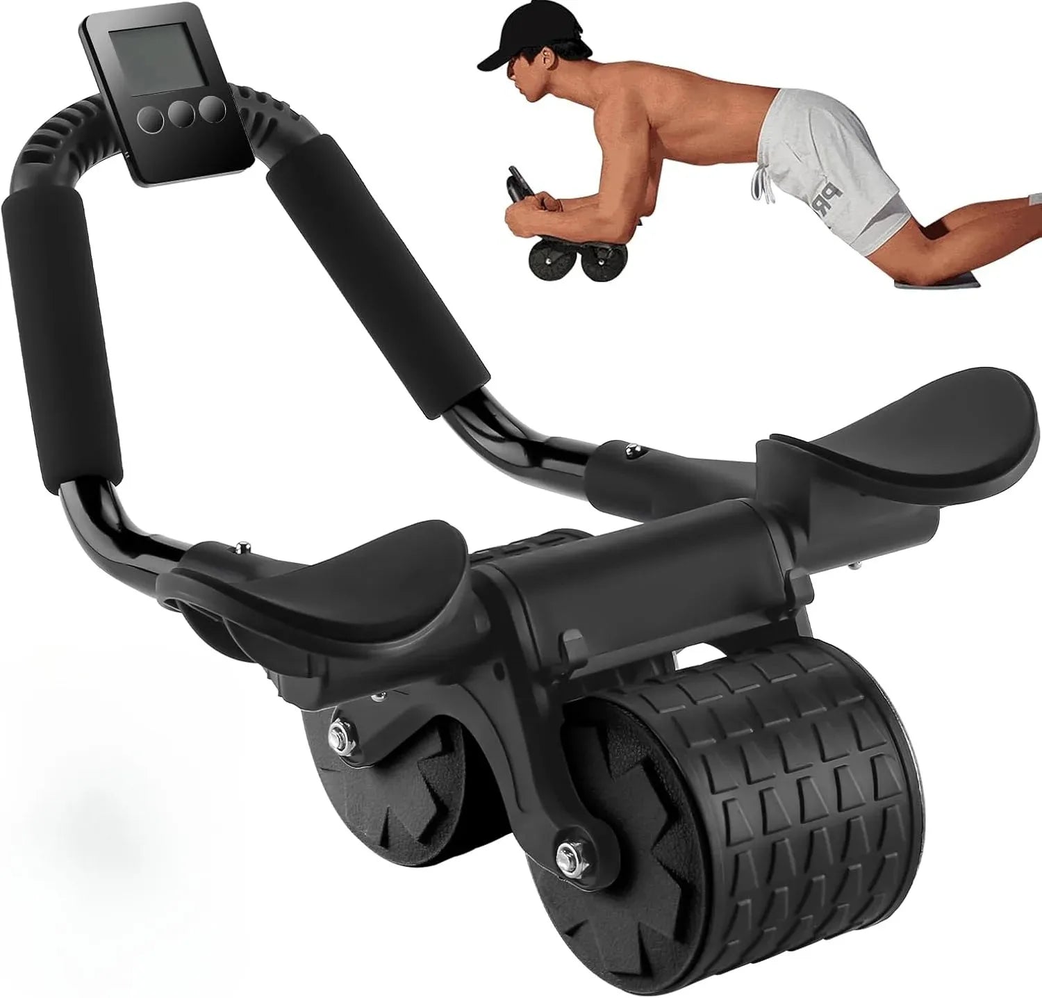Soporte para codo, rueda Abdominal de rebote automático, entrenador de músculos abdominales con pantalla de mostrador, rueda de rodillo para ejercicio físico