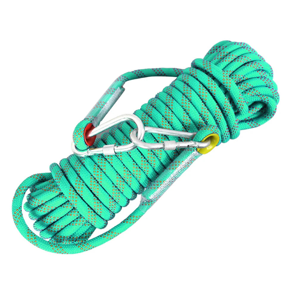 Cuerda de escalada de 10 mm para adultos con doble gancho duradera para escalada en roca, escalada en árboles, gimnasio y aventuras al aire libre