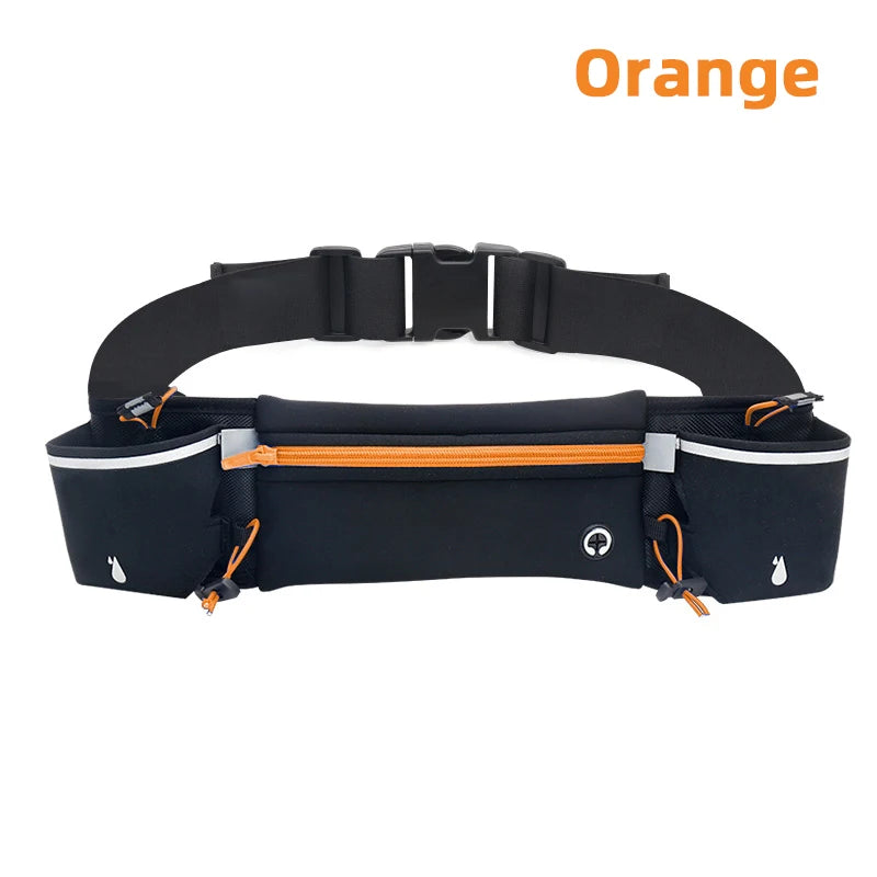 Riñonera para correr y rastreo de maratón para teléfono, botella de agua, riñonera deportiva para Fitness, cinturón para correr con dos bolsillos, riñonera para hombres y mujeres