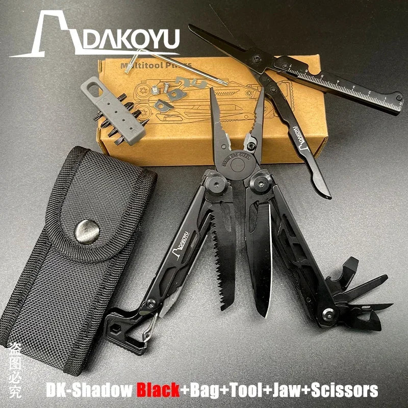 DAKOYU DKShadow Alicates multiherramienta para acampar con silbato de emergencia Herramienta compacta para exteriores de 8 colores, adecuada para senderismo y acampada