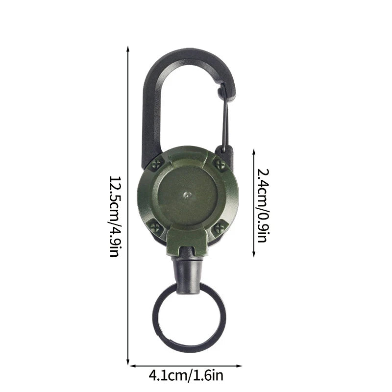 LLavero de cuerda de alambre retráctil para exteriores, mochila, llavero antipérdida con cuerda antirrobo de resorte, equipo de escalada para acampar