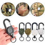 LLavero de cuerda de alambre retráctil para exteriores, mochila, llavero antipérdida con cuerda antirrobo de resorte, equipo de escalada para acampar