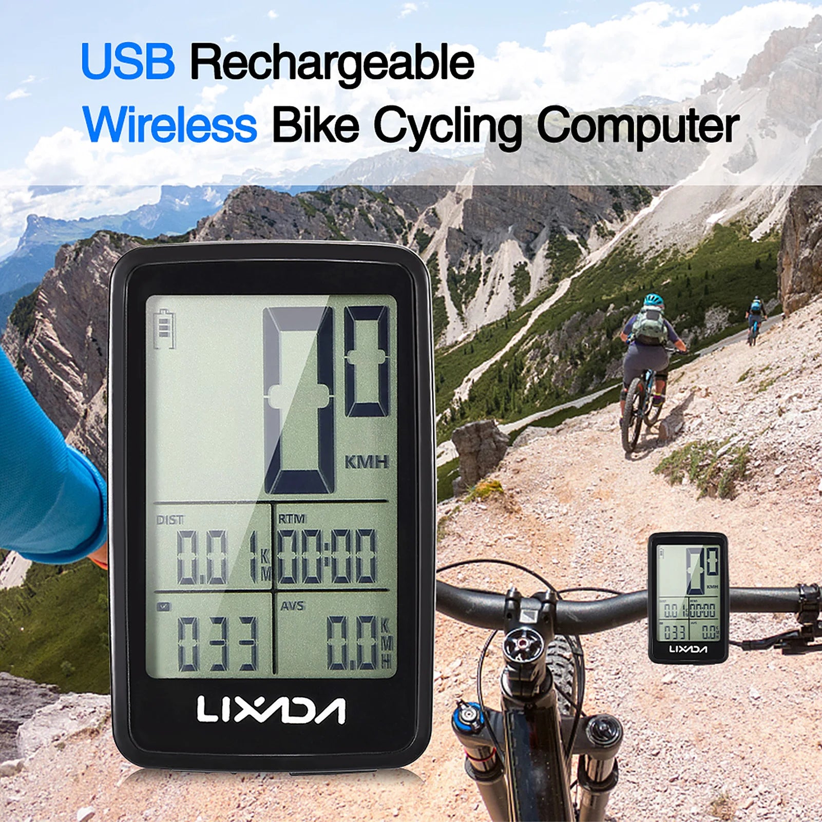 Cronómetro de ciclismo inalámbrica recargable por USB  Velocímetro de bicicleta con 11 funciones, odómetro BKV-1206