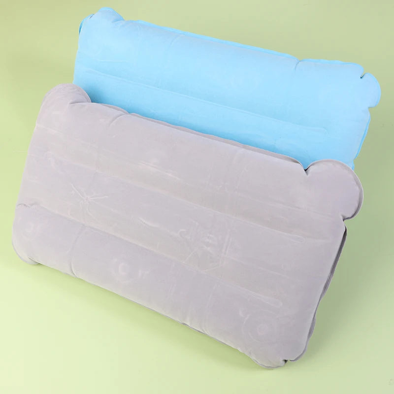 Almohada inflable portátil de PVC flocado, almohada de aire para dormir para acampar, viajes, senderismo al aire libre, vuelo, almohada plegable para reposacabezas