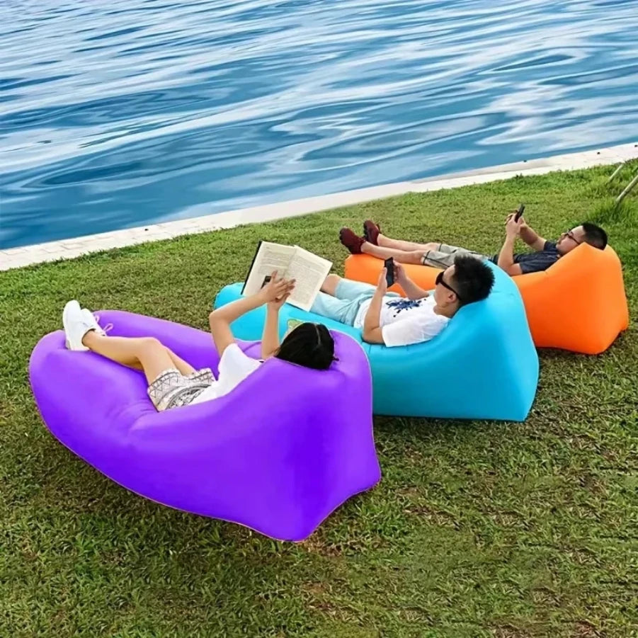 Bolsa de sofá inflable, colchón portátil para acampar, sillón reclinable para festival de música, colchoneta para exteriores, cojín de aire, tumbona de playa