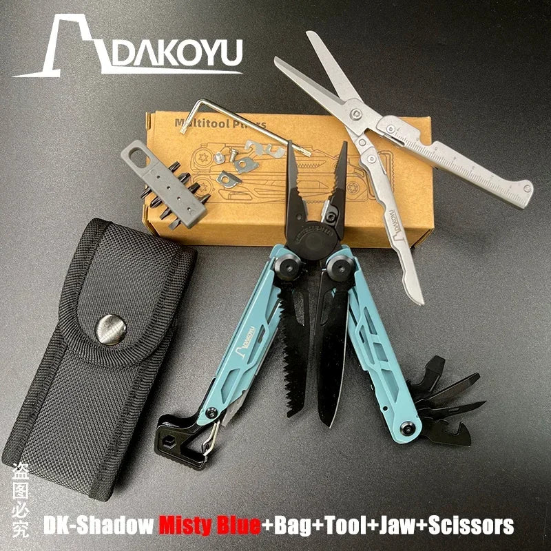 DAKOYU DKShadow Alicates multiherramienta para acampar con silbato de emergencia Herramienta compacta para exteriores de 8 colores, adecuada para senderismo y acampada