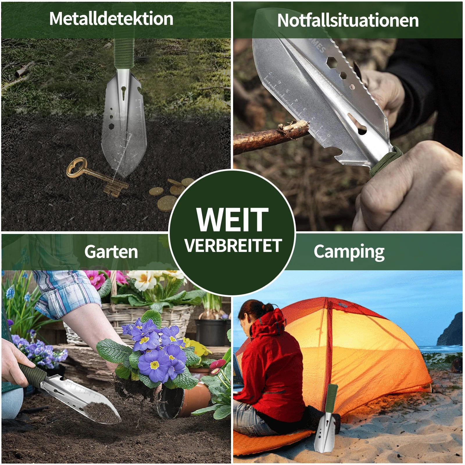 Pala multiherramienta 8 en 1 para acampar, herramientas de jardín, pala militar para senderismo, pala de supervivencia, Gadgets de Camping para herramienta al aire libre