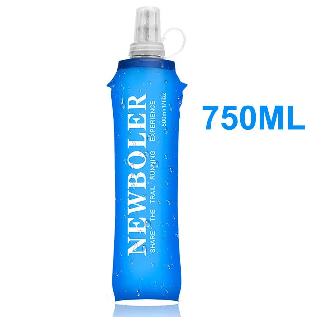Botella de agua de 750ML, matraz blando plegable de TPU, botella de agua deportiva, bolsa de agua, botella de agua plegable para correr, acampar y hacer senderismo