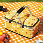 Cesta de Picnic con aislamiento de 19L, bolsa térmica plegable, mango de marco de aluminio, refrigerador para acampar, almacenamiento, transportador de comestibles, organizador con cremallera