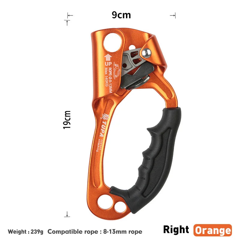 Dispositivo ascendente de mano SRT para escalada en roca al aire libre mango de montañero equipo de escalada de mano izquierda y derecha herramientas de cuerda