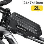 Bolsa para bicicleta impermeable, bolsa para cuadro de tubo frontal superior de ciclismo, gran capacidad, alforja para bicicleta de montaña y carretera, accesorios negros para bicicleta