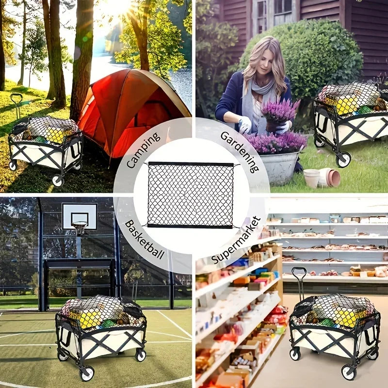 Carro de carga plegable resistente: nailon duradero, perfecto para playa, jardín y viajes con equipo de camping de diseño seguro