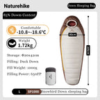 Naturehike-saco de dormir de plumón de pato Snowbird mejorado, 650FP, ultraligero, cálido, para 4 estaciones, para viajes al aire libre y senderismo