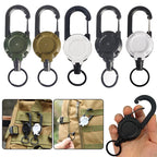 LLavero de cuerda de alambre retráctil para exteriores, mochila, llavero antipérdida con cuerda antirrobo de resorte, equipo de escalada para acampar