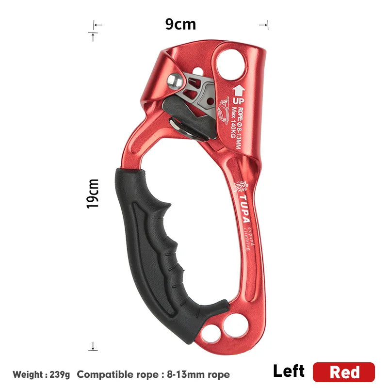 Dispositivo ascendente de mano SRT para escalada en roca al aire libre mango de montañero equipo de escalada de mano izquierda y derecha herramientas de cuerda