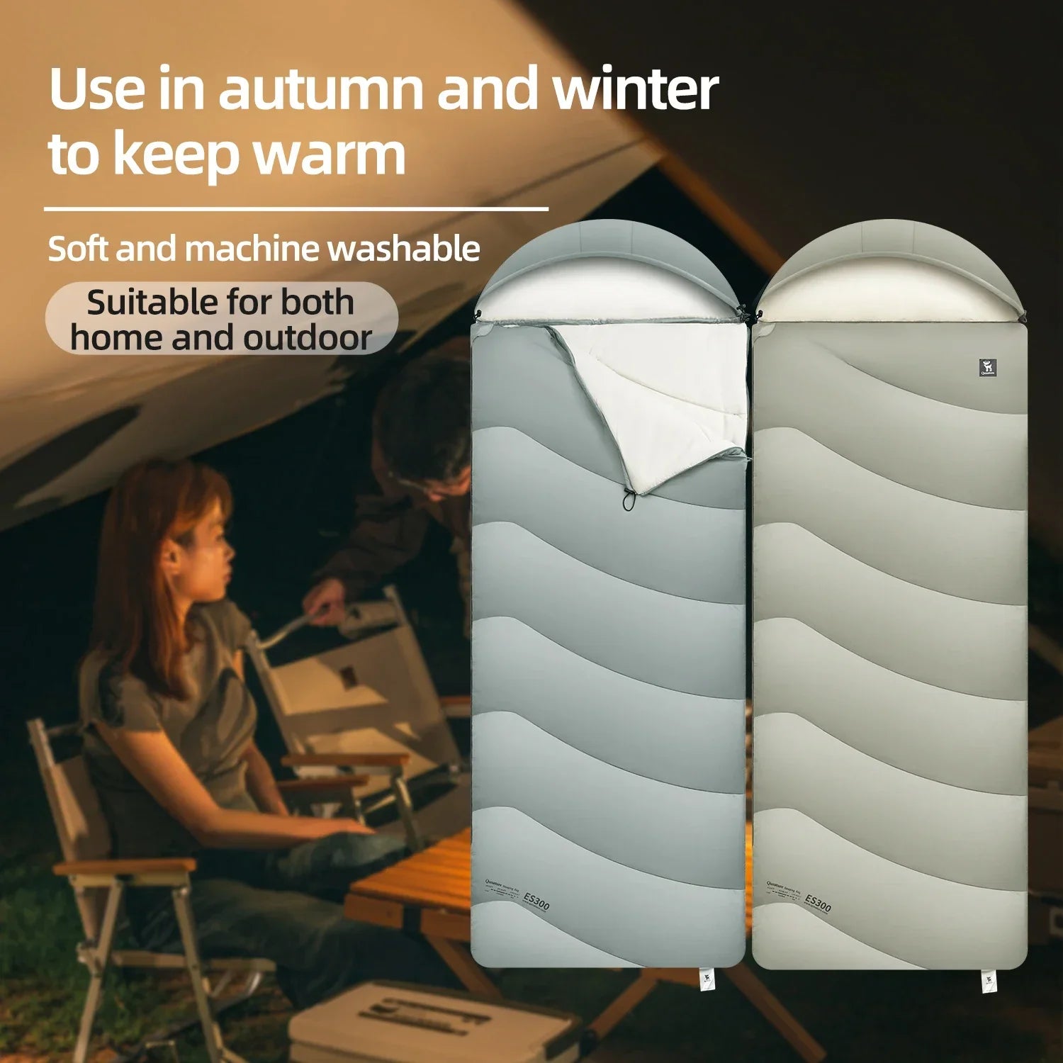 Saco de dormir Qunature para acampar al aire libre, colcha de empalme portátil cálida para el hogar resistente al frío para una sola persona, equipo de Camping