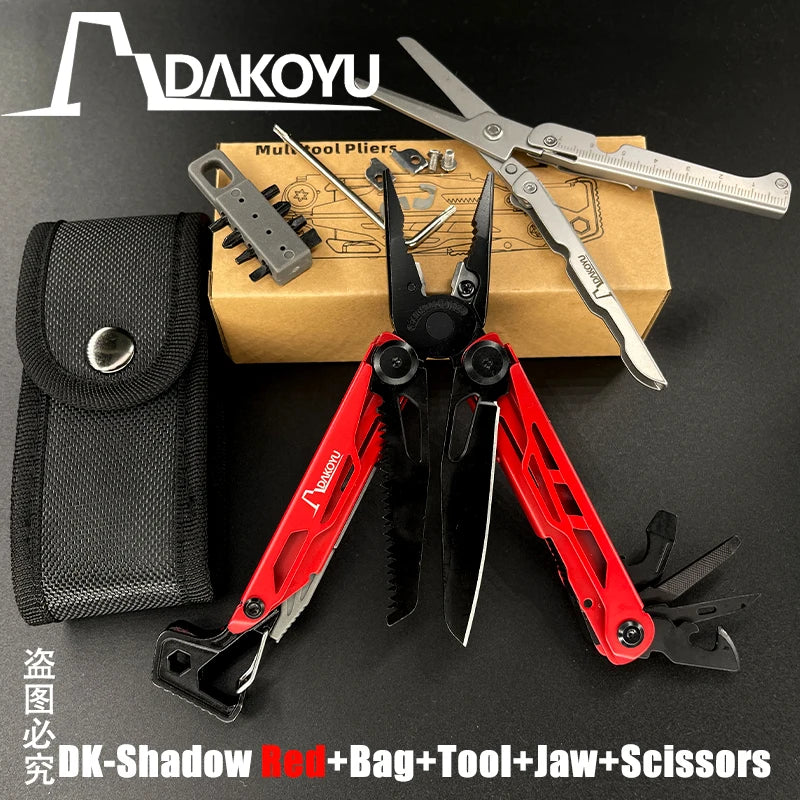 DAKOYU DKShadow Alicates multiherramienta para acampar con silbato de emergencia Herramienta compacta para exteriores de 8 colores, adecuada para senderismo y acampada