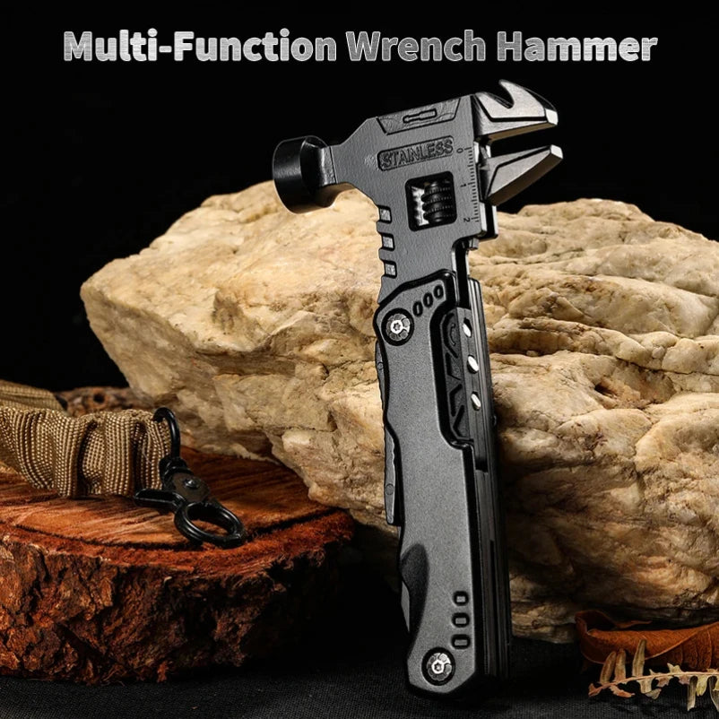 Llave multifuncional, martillo, cuchillo, alicates, herramienta de supervivencia para acampar al aire libre, herramienta de ahorro de trabajo, cuchillo multiherramienta de acero inoxidable