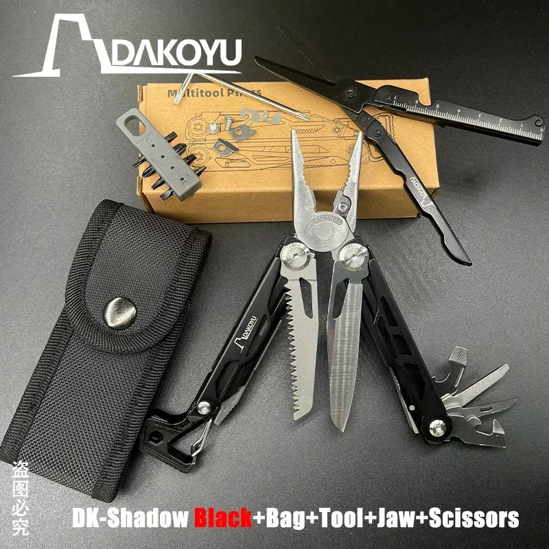 DAKOYU DKShadow Alicates multiherramienta para acampar con silbato de emergencia Herramienta compacta para exteriores de 8 colores, adecuada para senderismo y acampada