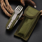 Vajilla multifuncional 7 en 1 para exteriores, tenedor plegable de acero inoxidable, cuchillo, cuchara, Picnic, Camping, senderismo, viaje