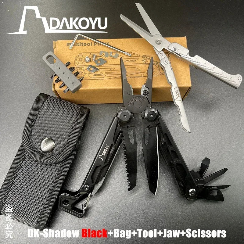 DAKOYU DKShadow Alicates multiherramienta para acampar con silbato de emergencia Herramienta compacta para exteriores de 8 colores, adecuada para senderismo y acampada